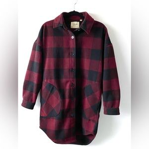 🛑SOLD🛑RD Style Dark Red + Black Buffalo Plaid Coat Shacket